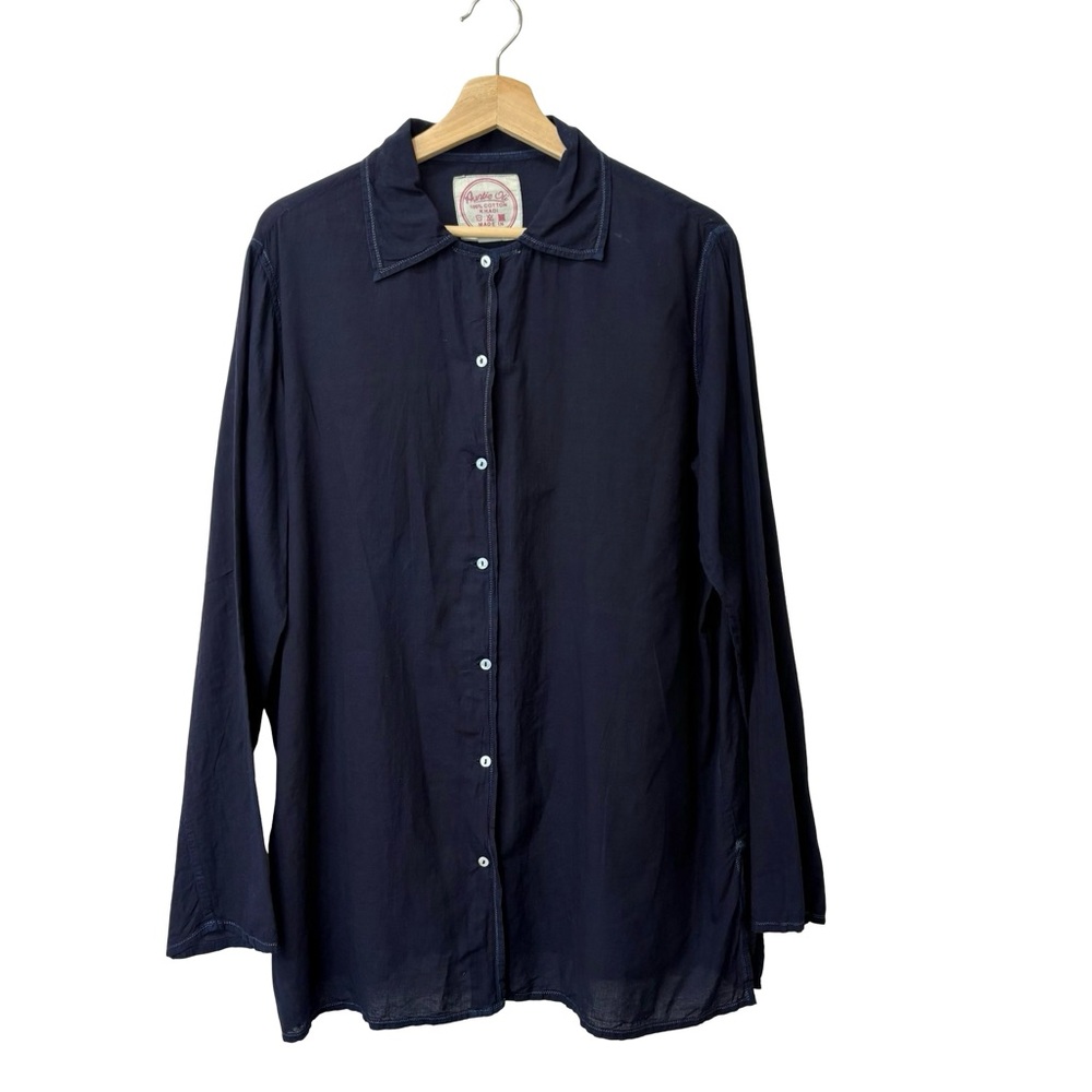 Auntie Oti Blue Button Down Cotton Shirt Made in India Size 2 M/L